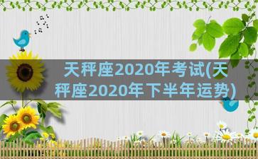 天秤座2020年考试(天秤座2020年下半年运势)