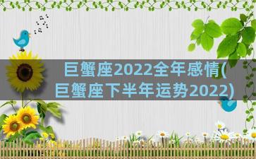 巨蟹座2022全年感情(巨蟹座下半年运势2022)