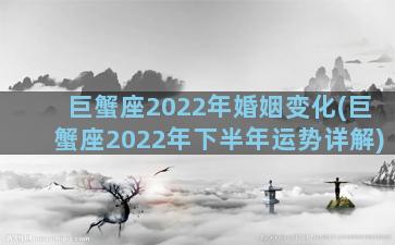 巨蟹座2022年婚姻变化(巨蟹座2022年下半年运势详解)
