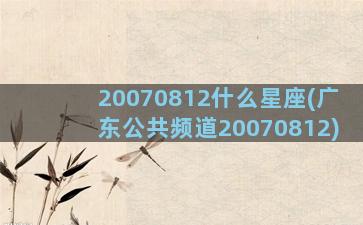 20070812什么星座(广东公共频道20070812)