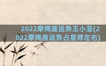 2022摩羯座运势王小亚(2022摩羯座运势占星师左右)
