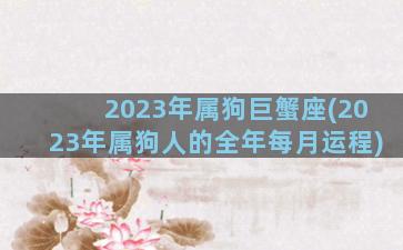 2023年属狗巨蟹座(2023年属狗人的全年每月运程)