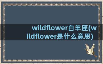 wildflower白羊座(wildflower是什么意思)