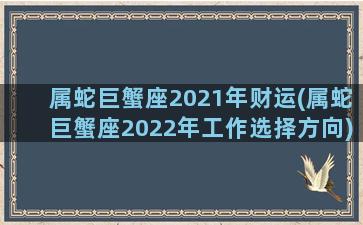 属蛇巨蟹座2021年财运(属蛇巨蟹座2022年工作选择方向)