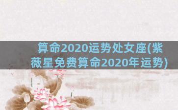 算命2020运势处女座(紫薇星免费算命2020年运势)