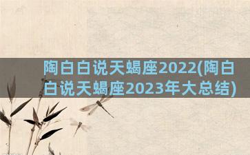 陶白白说天蝎座2022(陶白白说天蝎座2023年大总结)